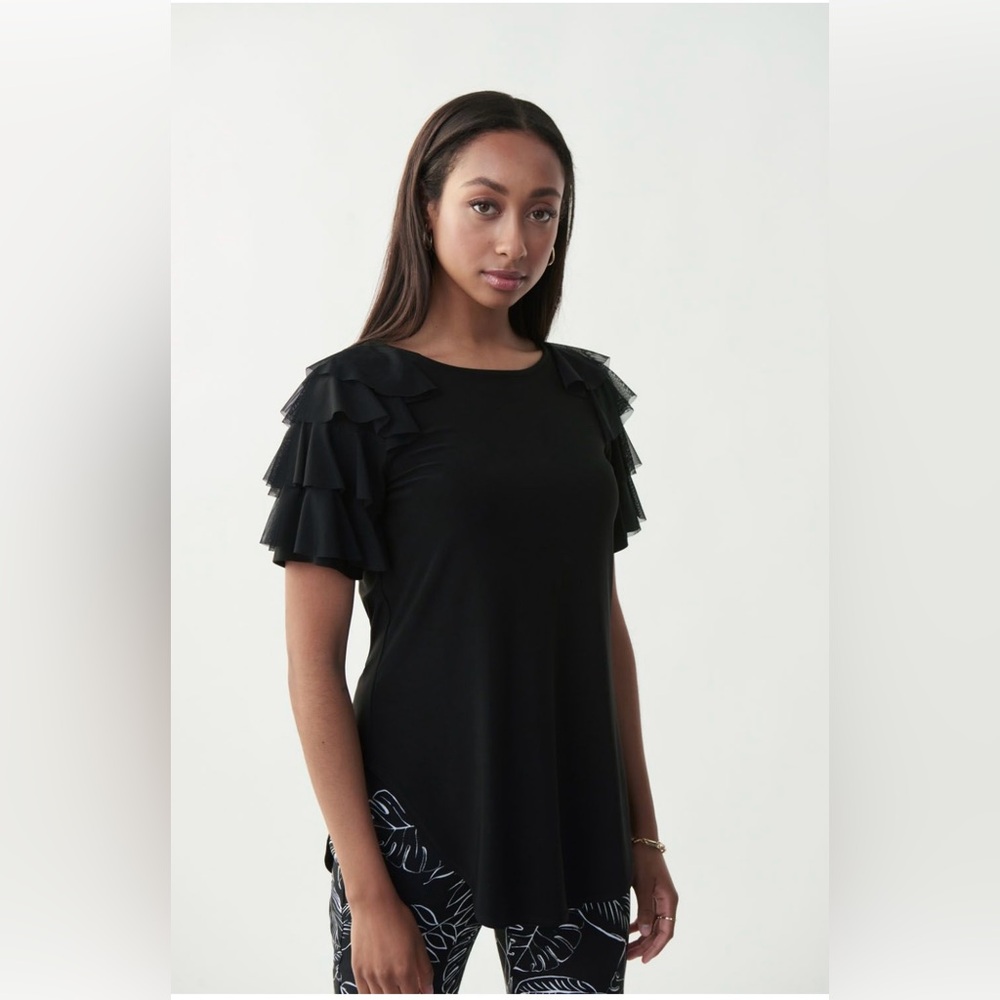 Joseph Ribkoff top with ruffled sleeves